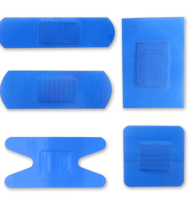 100Pc Assorted Blue Detectable Plasters 5 Sizes Qualicare
