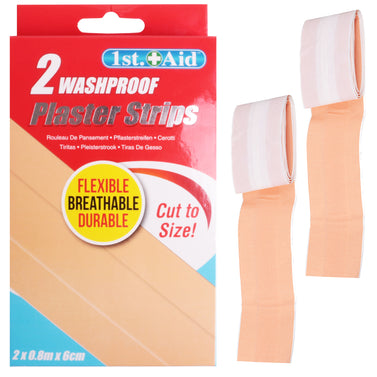 2 Cut-to-Size Latex Free Washproof Plaster Strips 80cm x 6cm