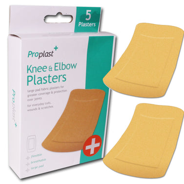 5Pc Knee & Elbow Fabric Plasters 10cm X 5cm Proplast