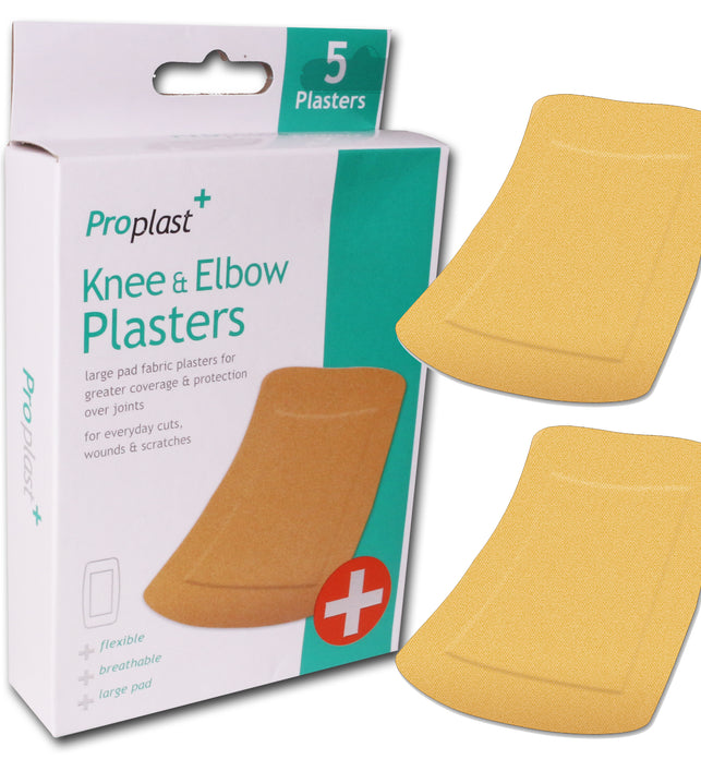 5Pc Knee & Elbow Fabric Plasters 10cm X 5cm Proplast