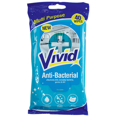 Pack Of 40 Vivid Antibacterial Household Cleaning Wipes