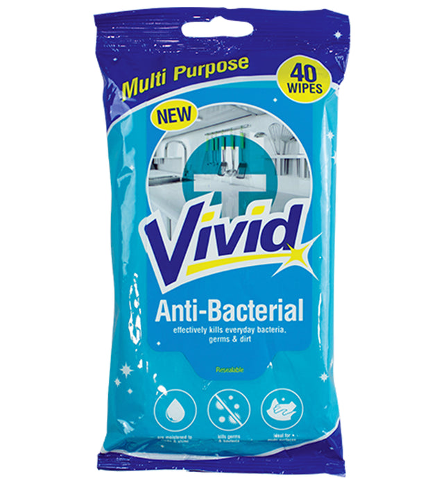 Pack Of 40 Vivid Antibacterial Household Cleaning Wipes
