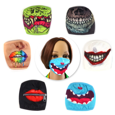 Kids Washable Fabric Face Mask with Printed Mouth Design