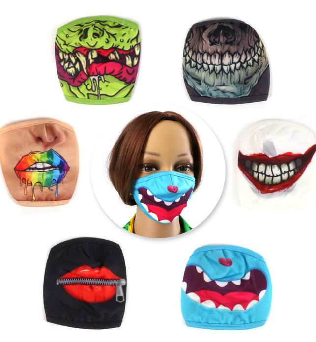 Kids Washable Fabric Face Mask with Printed Mouth Design