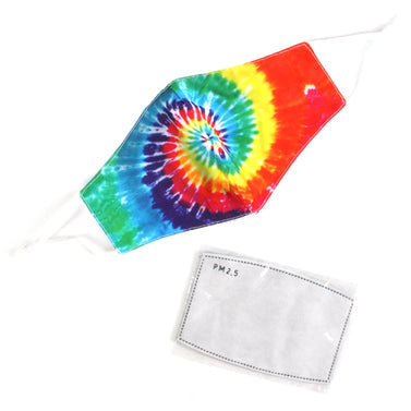 Washable Fabric Face Mask With Adjustable Ear Loops - Rainbow Swirl Pattern
