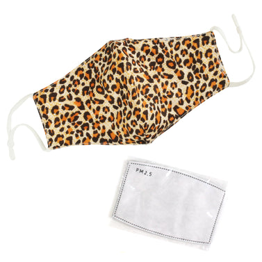 Washable Fabric Face Mask With Adjustable Ear Loops - Leopard Pattern