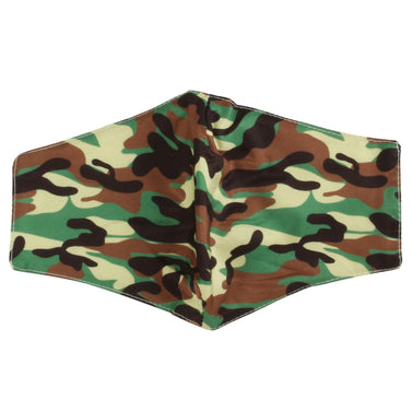 Washable Fabric Face Mask With Adjustable Ear Loops - Green Camouflage Print