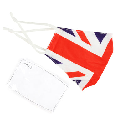Washable Fabric Face Mask With Adjustable Ear Loops - UK Flag Pattern