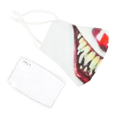 Washable Fabric Face Mask With Adjustable Ear Loops - Horror Clown Print