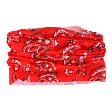 Washable Fabric Snood Face Mask/Balaclava - Red Paisley Print
