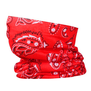 Washable Fabric Snood Face Mask/Balaclava - Red Paisley Print